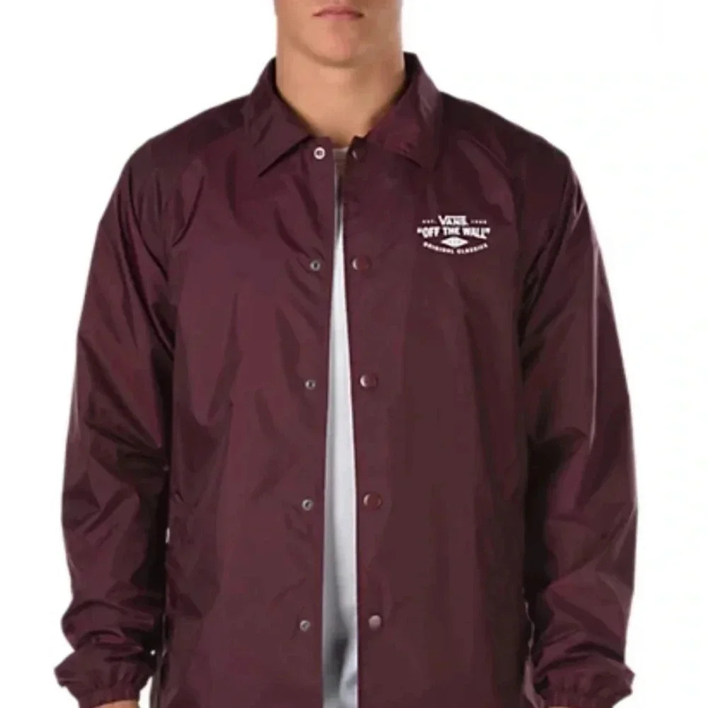Vans Burgundy Button Up Windbreaker Jacket Size Boys Large